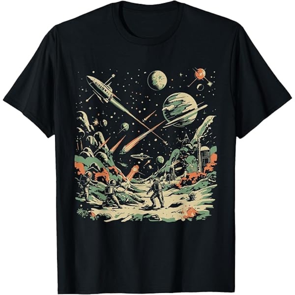 Black Graphic Space Theme Men's T-Shirt